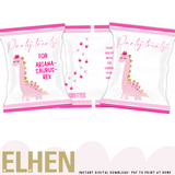 Pink Dino Treat Pack Design Digital Download