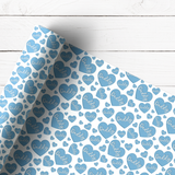DADDY EMBROIDERED EFFECT BLUE HEARTS | PREMIUM LEATHERETTE FABRIC