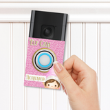 DOORBELL STICKER - RING 2ND GEN- CUTE PINK GLITTER ELF CAM- DECAL