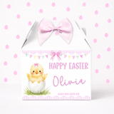 EASTER - EASTER CHICK PINK GINGHAM - TREAT BOX LABEL