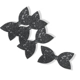 Black Pre Cut Chunky Glitter Bow Tails & Centres 3.5”- 4 Pack