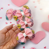 CANDY HEARTS FAUX LEATHER DIY PINCH HAIR BOW LOOPS & CRAFT CUTOUT SHEETS