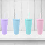 Pastel Soft Touch Double Walled Cold Cups 600ml