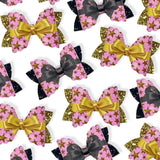 PRETTY GOLD STARS RIBBON BOW 3.5” | PRE CUT DIY HAIR BOW LOOPS