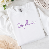 CUSTOM DTF TRANSFER - EMBROIDERY EFFECT- STITCHED NAME- LAVENDER