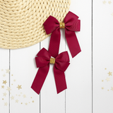 WINE & GOLD GLITTER GROSGRAIN 4” RIBBON BOW