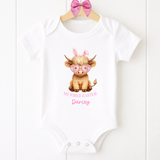 DTF TRANSFER - FLUFFY EASTER HIGHLAND COWS- MY FIRST EASTER PINK - Eliza Henri