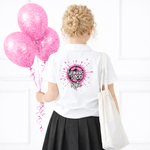 CUSTOM DTF TRANSFER- FOOTBALL GRAFFITI PINK- SCHOOL LEAVERS 2026 - Eliza Henri