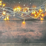 Festive Lights Dark Wooden Effect Canvas Photography Background