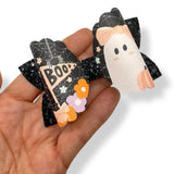 BOO GHOST 3.5” | PRE CUT DIY LEATHERETTE BOW LOOPS