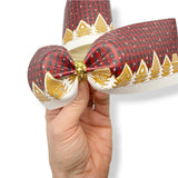 BUFFALO PLAID GINGERBREAD VILLAGE LEATHERETTE MEGA BOW STRIPS- 2 SIZES