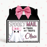 SPOOKY MAIL GLITTERY GHOST TREAT BOX LABELS- UV DECAL