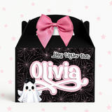 HEY LITTLE BOO GHOST TREAT BOX LABELS- PINK- UV DECAL