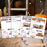 Cute Ghost Halloween Costume Award Best Mini In the entire Galaxy Chocolate Boards- A5 Premium Card- SET 0F 2