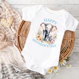 DTF TRANSFER - HAPPY MOTHER'S DAY - BLUE BABY ELEPHANT & MUMMY - 2 SIZES