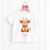 DTF TRANSFER - FLUFFY EASTER HIGHLAND COWS- HAPPY EASTER PINK - Eliza Henri