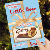 Blue Xmas Gift Bow In the entire Galaxy Chocolate Boards- Premium Card