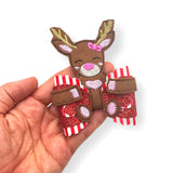 Rosie the Reindeer Bow Hug Wrap Around & Pops Feltie Set