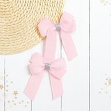 PINK & SILVER GLITTER GROSGRAIN 4” RIBBON BOW