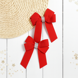 RED & SILVER GLITTER GROSGRAIN 4” RIBBON BOW