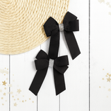 BLACK & SILVER GLITTER GROSGRAIN 4” RIBBON BOW