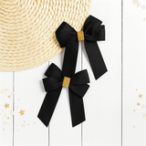 BLACK & GOLD GLITTER GROSGRAIN 4” RIBBON BOW