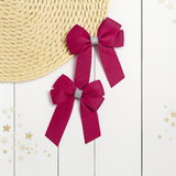 WINE & SILVER GLITTER GROSGRAIN 4” RIBBON BOW
