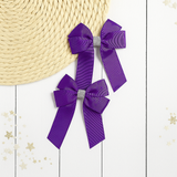 PURPLE & SILVER GLITTER GROSGRAIN 4” RIBBON BOW