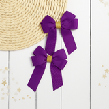 PURPLE & GOLD GLITTER GROSGRAIN 4” RIBBON BOW