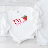 DTF TRANSFER - TWO SWEET- STRAWBERRIES- EMBROIDERY EFFECT