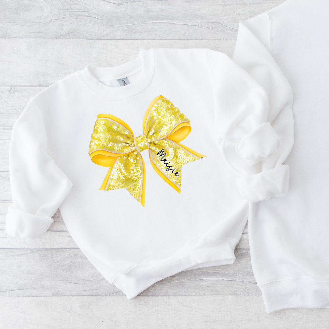 CUSTOM DTF TRANSFER - YELLOW SEQUIN BOWS