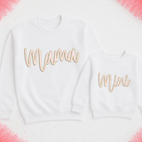 DTF TRANSFER | MAMA - MINI - PINK CANDY STRIPE GLITTER