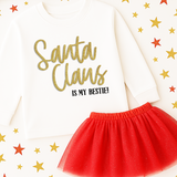 DTF TRANSFER | SANTA CLAUS IS MY BESTIE GLITTER