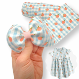 Peaches Blue Gingham Faux Leather Mega Bow Strips