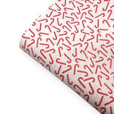 Sweet Candy Cane Premium Faux Leather Fabric Sheets