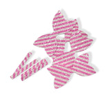 Pink Candy Cane Pre Cut Chunky Glitter Bow Tails & Centres 3.5”- 4 Pack