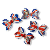 VE DAY UNION JACK HAIR BOW LOOPS – 3.5” PRE-CUT DIY FAUX LEATHER BOWS