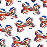 VE DAY UNION JACK HAIR BOW LOOPS – 3.5” PRE-CUT DIY FAUX LEATHER BOWS