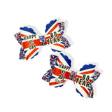 VE DAY UNION JACK HAIR BOW LOOPS – 3.5” PRE-CUT DIY FAUX LEATHER BOWS