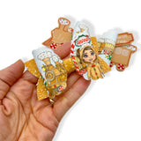 Gingerbread Dolly Express Train Bows 3.5” | Pre Cut DIY Hair Bow Loops & Optional Tails