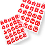 Red Present Advent Calender Number Transfers 1'' & 1.5''- Numbers 1-25 Set