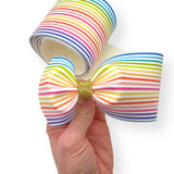 Rainbow Stripes Faux Leather - Mega Bow Strips