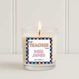 PERSONALISED RETRO CHECK NAVY| CANDLE SOLVENT STICKERS