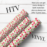 CHERRY FLOWERS PATTERNED HTV & SELF ADHESIVE VINYL