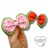 WATERMELON HALVES ‘EASY PEASY’ FAUX LEATHER MEGA BOW STRIPS