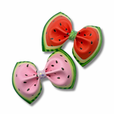 WATERMELON HALVES ‘EASY PEASY’ FAUX LEATHER MEGA BOW STRIPS