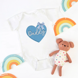 DTF EMBROIDERED EFFECT TRANSFER - FATHER'S DAY BLUE HEART WITH BOW