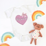 DTF EMBROIDERED EFFECT TRANSFER - MUMMY PINK HEART WITH BOW