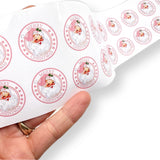 Merry Christmas Pink Santa 1” stickers- Premium White Gloss