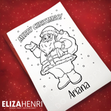 Santa Colouring in keepsakes Luxury Personalised Christmas Canvas